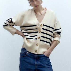 Zara Striped Knit Cardigan